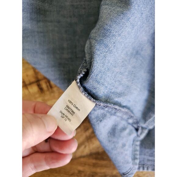 J. Crew Chambray 3/4 Length Ruffle Flare Dress Women's Size 0 Shift Coastal - Picture 10 of 11